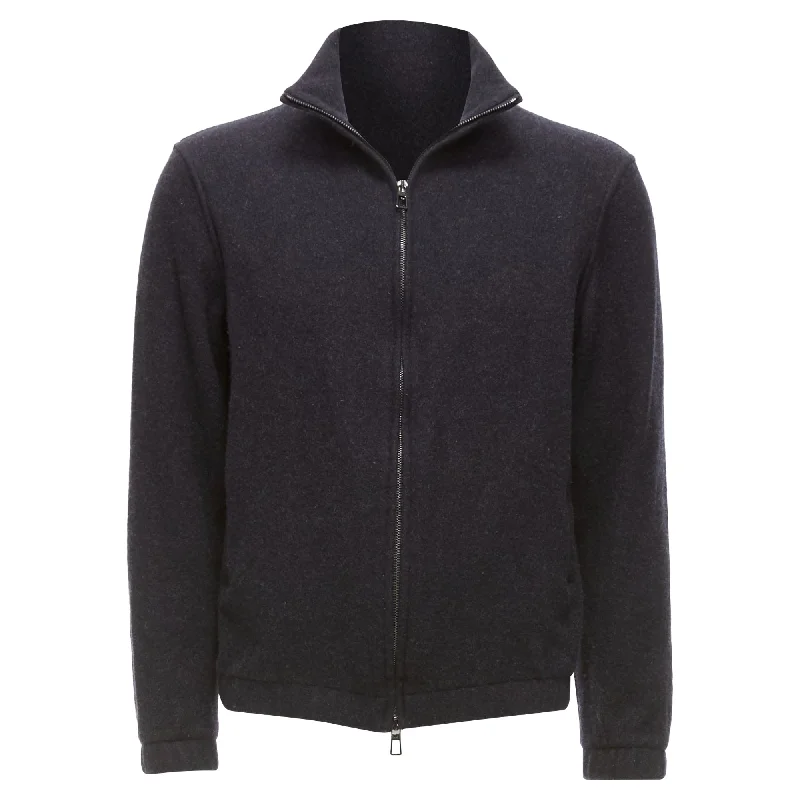 Loro Piana Cashmere Suede Patch Zip Up Jacket