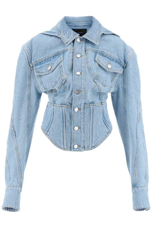 Mugler Women's blue Jacket With Corset Detail