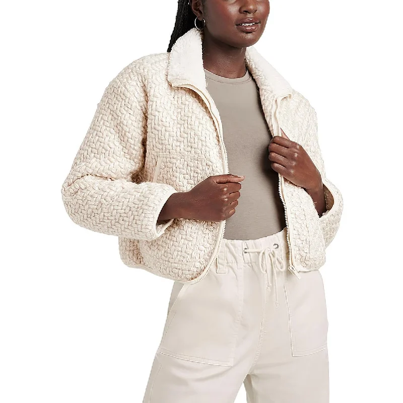 Womens Wool Blend Sherpa Lined Bomber Jacket