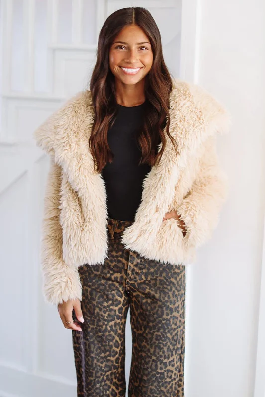 Chinchilly Faux Fur Jacket - Khaki