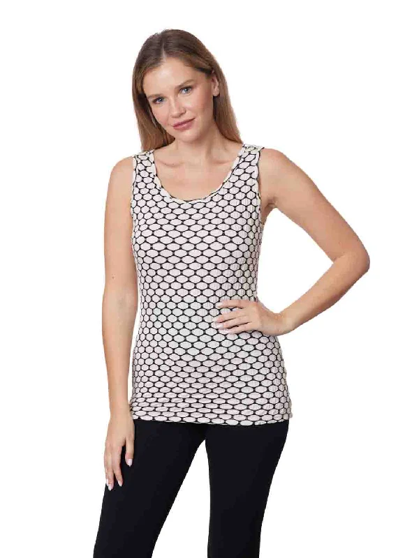 Tianello Plus Sized Taupe "Honeycomb" Knit Jacquard "Heidi" Tank 2X, 3X