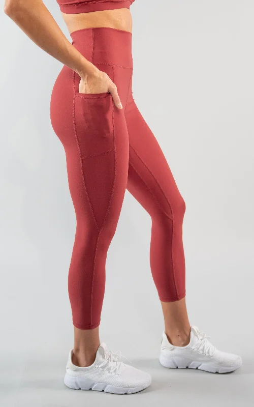 Bliss Legging 23" With Pockets in Red Dahlia