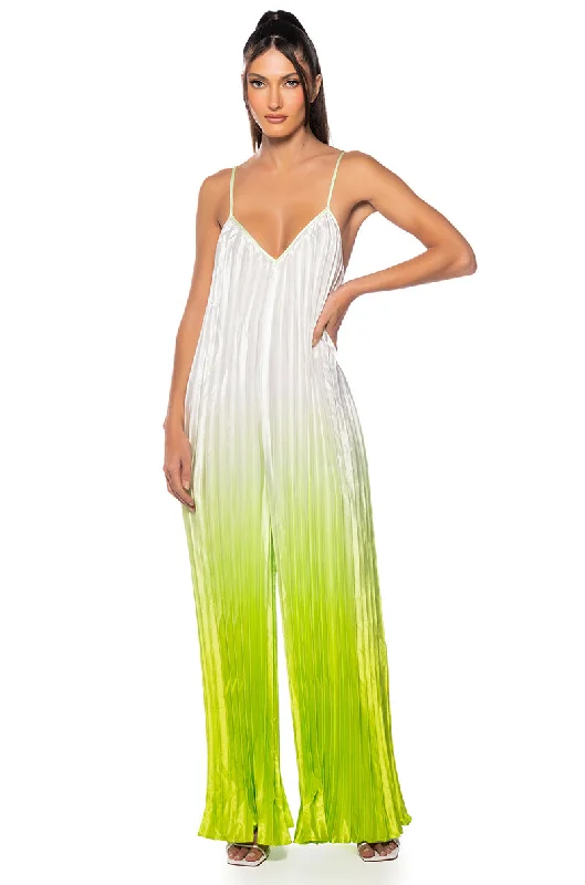 MEL V NECK PLEATED JUMPSUIT